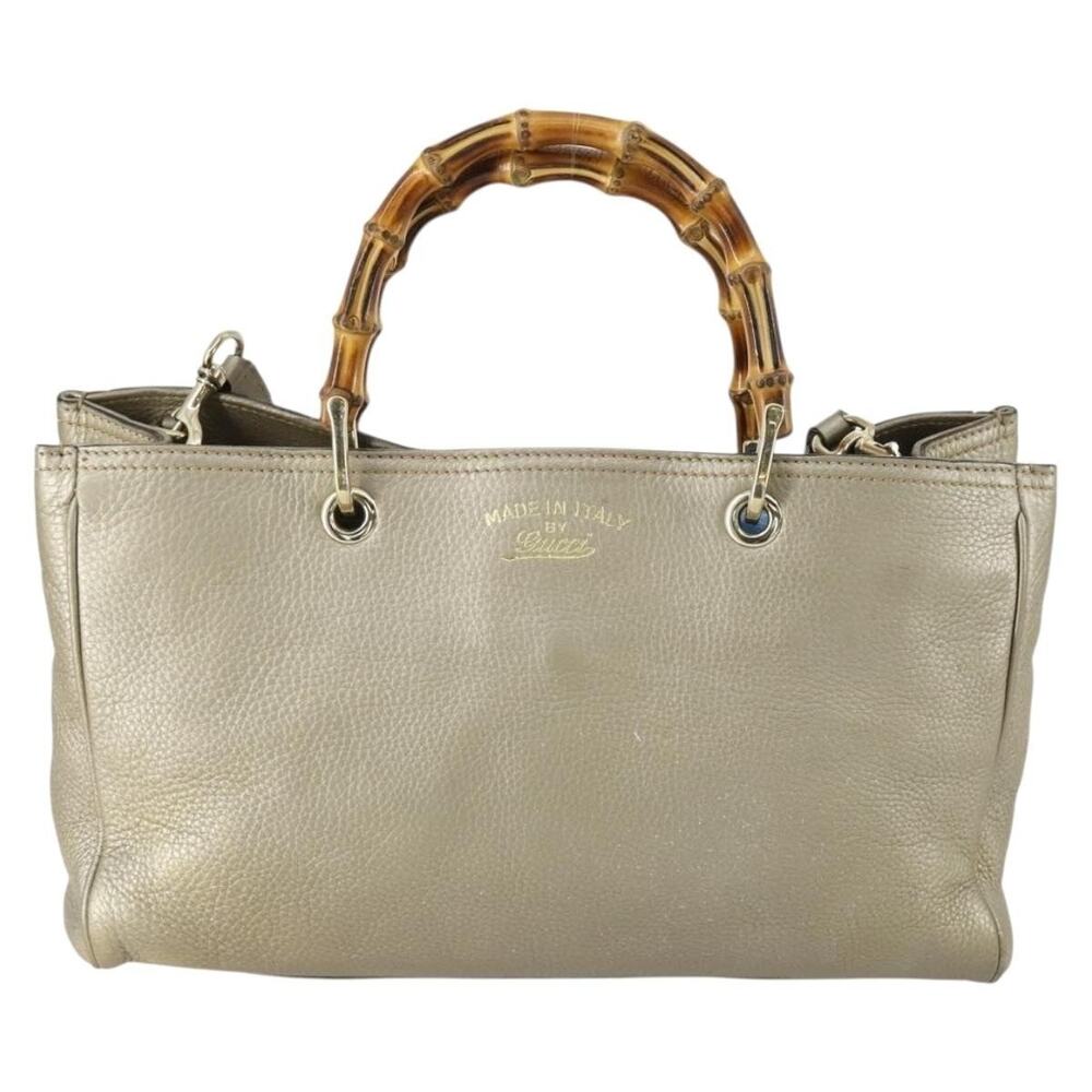 Gucci Bamboo Leather Handbag Beige